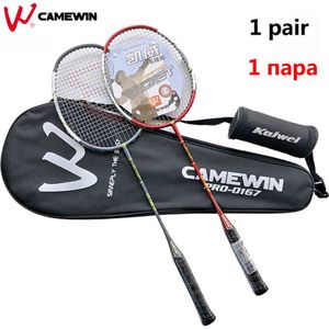 1 Paar Aluminium Carbon Professionele Badminton Racket CAMEWIN Badminton Racket Zwart Rood Grijs : 3 Ballen 1 Zak)