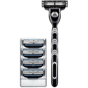 Zwart 5 Stks/set 1 Machine + 4 Blades Handleiding Mens Ontharing Scheren Scheermessen Met Vervangbare Scheermessen Blades