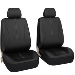 Universele Volledige Zwarte Kunstmatige Pu Lederen Auto Stoelhoezen Voor Interieur Voorstoel Back Kussen Kussen Auto Accessoires