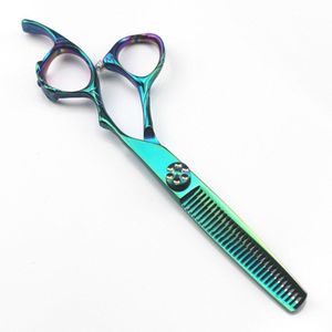 Professionele japan 440c 6 ''groene Ring haar schaar snijden kapper makas kapsel dunner shears schaar Kapper schaar
