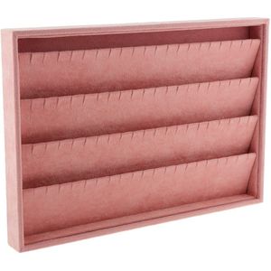 Sieraden Lade Roze Fluwelen Stapelbaar Showcase Ketting Stud Display Meisje Ketting Ring Earring Organizer Box