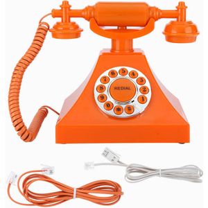 Vintage Vaste Telefoon Oranje High Definition Call Grote Clear Knop Us/Uk Bedrading Telefon