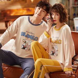 XIZOU Autumn Winter Couple Pyjamas Cotton Pajamas Set Women Cute Crayon Sleepwear Casual Keep Warm Mujer Pyjamas Home Suit