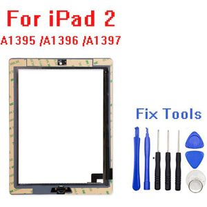 Voor Ipad 2 Touch Screen Glas Digitizer Vervanging + Home Button + Adhesive + Camera + Hold A1395 A1396 A1397 montage