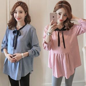 Zomer Koreaanse Mode Moederschap Blouse Losse Lange Mouw Zoete Shirts Kleding Voor Zwangere Vrouwen Lente Zwangerschap Tops