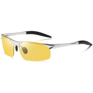 Zhiyi Nachtzicht Goggle Aluminium Magnesium Fotochrome Gepolariseerde Zonnebril Anti-Verblindend Geel Auto Rijden Bril Voor Mannen