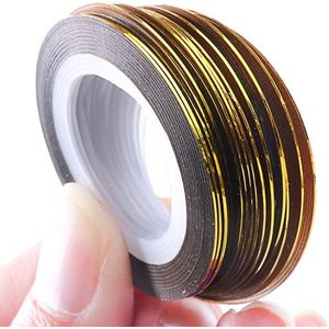 0.5Mm Goud Zilver Striping Tape Lijn Stickers Voor Nagels Opslag Container Manicure Lijm Nail Art Decorations Gereedschap GL1009