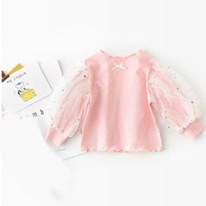 Schattige Mesh Tulle Pasgeboren Baby Meisjes Blouse Lente Herfst Baby Meisjes Lange Mouwen Peuter Baby Bodem Shirt Kinderen