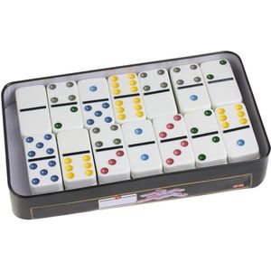 Thuis Board Game Met Ijzeren Doos Party Entertainment Tafelblad Glad Grappige Domino Set Club Dubbele 6 Kids Volwassenen Kleur dot