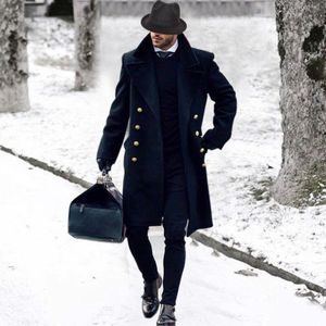 Engeland Stijl Winter Trenchcoats Mannen Casual Slim Double Breasted Warm Mens Jacket Lange Mouwen Oversized Mannelijke Overjas