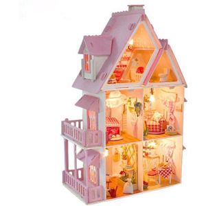 Houten Poppenhuis Mode Poppenhuis Meubels Meisjes Speelgoed DIY Home Speelgoed voor Kinderen Big Size Kasteel Handgemaakte Huis Kids