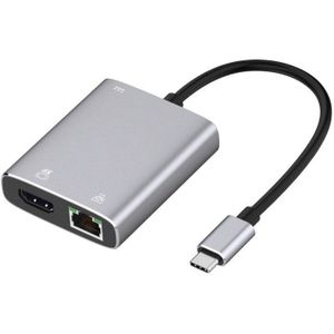 3 In 1 Usb C Hub Type C Naar Hdmi 4K @ 30Hz RJ45 Gigabit Ethernet Pd Opladen 5Gbps High Speed Lan Bedraad Netwerk Adapter