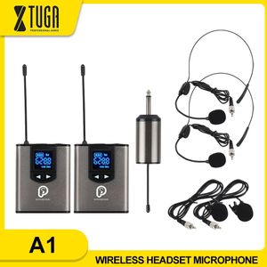 Uhf Draadloos Systeem Met Headset Microfoon/Lavalier Revers Microfoon, dual Bodypack Zenders En Een Mini Oplaadbare Ontvanger 1/4 &quot;Output