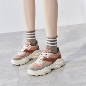 Krasovki Genuines Sneakers Vrouwen Herfst Dikke Bodem Mode Mesh Ondiepe Muffin Bodem Kant Leisure Vrouwen Schoenen