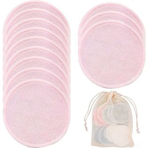 12Pcs Facial Make-Up Remover Herbruikbare Katoenen Pads Drie Layer Veeg Pads Nail Art Cleaning Puff Wasbare Met Waszak