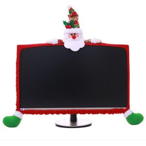 Voor 19-27 Inch Display Kerst Decoratie 3D Cartoon Computer Stofkap Jaar Kerstman Sneeuwpop Kerst Sets