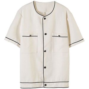Iefb/Herenkleding Kraag Wit Overhemd Zomer Korte Mouw Shirt Voor Man Streetwear Oversize Tops Alle-Match 9Y2788