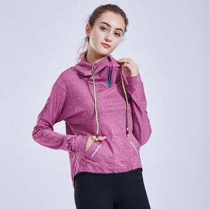 De Losse Passende Casual Hooded Sport Top Met Rits Lace-Up Blouse Voor Vrouwen Running Jas en Gym Jurk Is Lang