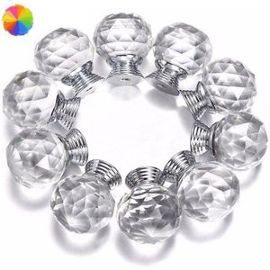 10/5 Stuks 30Mm Crystal Glass Knoppen Kast Lade Pull Keukenkast Deur Kledingkast Handvatten Keuken Pot Deksel handvat Hardwarecy