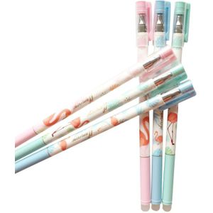 2 Stks/partij Leuke Verse Flamingo Uitwisbare Gel Pen 0.5Mm Blauwe Inkt Kawaii Student Gel Pen Student Kids Girl Party supply Favor