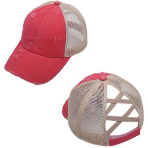 Trucker Criss Cross Paardenstaart Baseball Cap Magic Sticker Outdoor Sport Draagbare Gat Mesh Zomer Unisex Casual Zonnehoed Mode