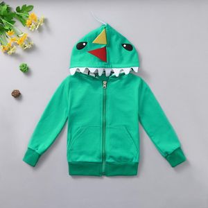 Lente En Herfst Peuter Kids Jongens Meisjes Cartoon 3D Dinosaurus Hooded Groene Jassen Bovenkleding Rits Toevallige Jassen Z23 $