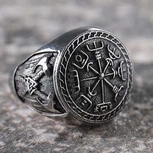 Hoogwaardige Fijne Titanium Staal, roestvrij Stalen Ringen Voor Mannen Viking Totem Rvs Dubbele Assen Man Titanium Stalen Ring