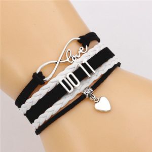 Doen Het Multi-layer Armband Infinity Liefde Leuke Heart Charm Handgemaakte Lederen Armbanden Punk Moedigen Sieraden Voor Vriendje Hero