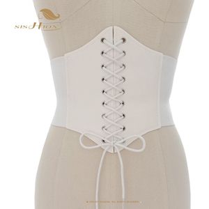 Sishion Gaine Amincissante Femme VD2596 Lace Up Steampunk Brede Taille Zwart Wit Koffie Underbust Corset Riem