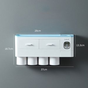 Magnetische Adsorptie Tandenborstelhouder Automatische Tandpasta Dispenser Plastic Cup Wall Mount Opbergrek Badkamer Accessoires
