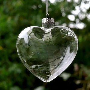 Jaar Kerst Bal Hartvormige Transparante Liefde Glas Boom Thuis Hanger Diy Ornament Kerst I9B0