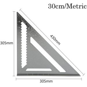 30Cm Zilver Aluminium Speed Vierkante Dakbedekking Driehoek Hoek Gradenboog Proberen Vierkante Timmerman Meten Layout Tool