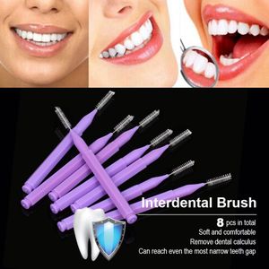 8Pcs Tanden Reinigen Tandenstoker Push-Pull Interdentale Borstel Oral Care Tanden Borstel Orthodontische Tandenstoker Tand