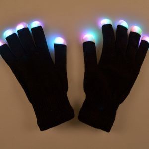 Led Zwart Rave Knipperend Handschoenen Glow Light Up Finger Tip Verlichting Glove Kerstmis Halloween Bruiloft Decoratie