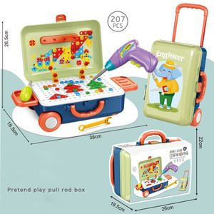 207Pcs Simulatie Boor Schroef Speelgoed Voor Kinderen Educatief Demontage Speelgoed Monteren 3D Puzzel Jongens Pretend Play Gereedschapskist