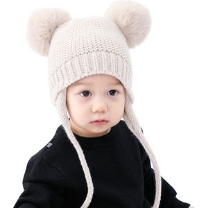 Leuke Peuter Kids Meisje Jongen Zuigeling Winter Warm Haak Muts Beanie Cap Zwart Roze Wit Grijs Beige