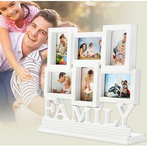 Wit Plastic Familie Fotolijst Muur Opknoping Foto Houder Display Home Decor