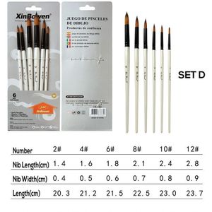 Olieverf Penselen Set Voor Art Olie Aquarel Artist Canvas Synthetisch Nylon Tips 6 Pack Schilderen Kunst Levert Borstel pennen