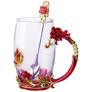 Top Grade Crystal Glass Mok Drinken Mok Handgeblazen Koffie Beker Met Lepel Handgemaakte Valentijnsdag Verjaardag Huwelijkscadeau