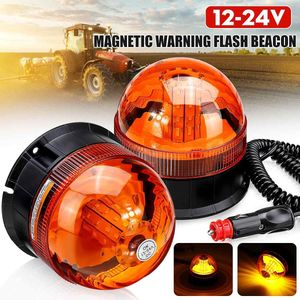 12-24V Magnetische Dak Led Roterende Flash Strobe Light Waarschuwing Baken Signaal Indicator Lampen Amber Truck Trailer Tractor bus