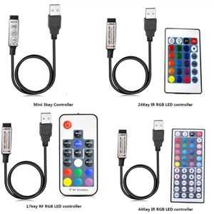 Dc 5V Usb Led Rgb Controller Mini 3 Sleutels Dimmer 24Key 44key Ir Afgelegen 17 Toetsen Rf Draadloze Afgelegen controle Voor Usb Rgb Led Strip