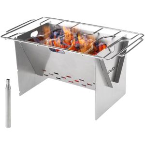 Opvouwbare Rvs Barbecue Grill, Draagbare Camping Kachel Kamp Houtkachel Brandende Backpacken Kachel Voor Outdoor Wandelen Picknick BBQ Grill Gereedschap