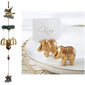 Windgong Klokken Koper 3Xbells Outdoor Yard Garden & Gorgeous Gold Olifant Plaats Kaarthouder