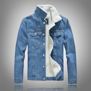 Kurtka Mujiski Winter Heren Plus Fluwelen Katoenen Denim Jas Mannelijke Dikke Warme Gevoerd Fleece Jeans Jassen Zwarte Slanke Jeans Jas top