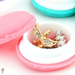 1 Stuks Leuke Roze Kleur Macaron Sieraden Doos Organisator Mini Opbergdoos Clip Holder Case