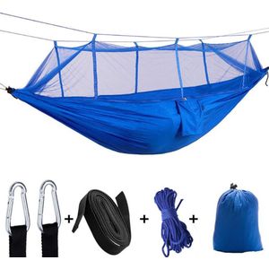 Outdoor Parachute Doek Opknoping Hangmat Met Klamboe Ultra Licht Nylon Aarmy Groene Camping Antenne Tent Hangmat 260x140 cm
