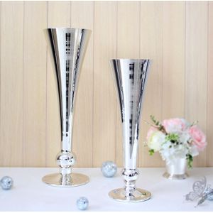 Zilver/wit metalen vasese 1032 & 1033 bruiloft & woondecoratie accessoires vaas