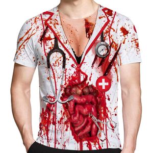 Halloween Horror Menselijk Lichaam Bloody 3D Gedrukt T-shirt Mannen Mode Korte Mouwen Grappige Shirts O-hals Mode