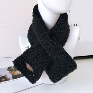 Warme Kraag Sjaal Halsdoek Vrouwen Winter Pluche Sjaal Dubbelzijdig Kruis Effen Kleur Faux Fur Kasjmier Halswarmer Sjaals