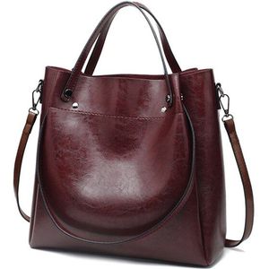 Acelure Casual Grote Capaciteit Vrouwen Tote Schoudertas Pu Lederen Dames Emmer Handtas Messenger Bag Zachte Shopping Crossbody Tas